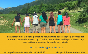 Voluntariado para acoger a adolescentes recin inmigrados/as. Agosto