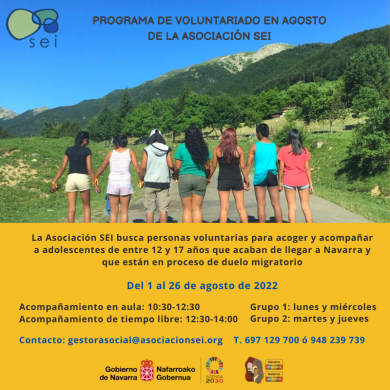 Voluntariado para acoger a adolescentes recin inmigrados/as. Agosto
